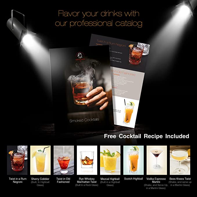 Smoky Dog Cocktail Smoker Kit With Torch for Whiskey and Old Fashioned Drinks, Mixology Bartender Kit Includes 3 Wood Chips, Jigger and a Premium Torch, Bourbon Gift for Men, Dad, Husband (No Butane)